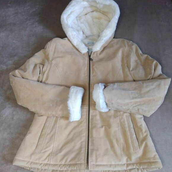 Stephanie Andrews Sueded Leather Coat/Jacket W/Hood Shearling Lined-Heavy SMALL - Picture 8 of 14